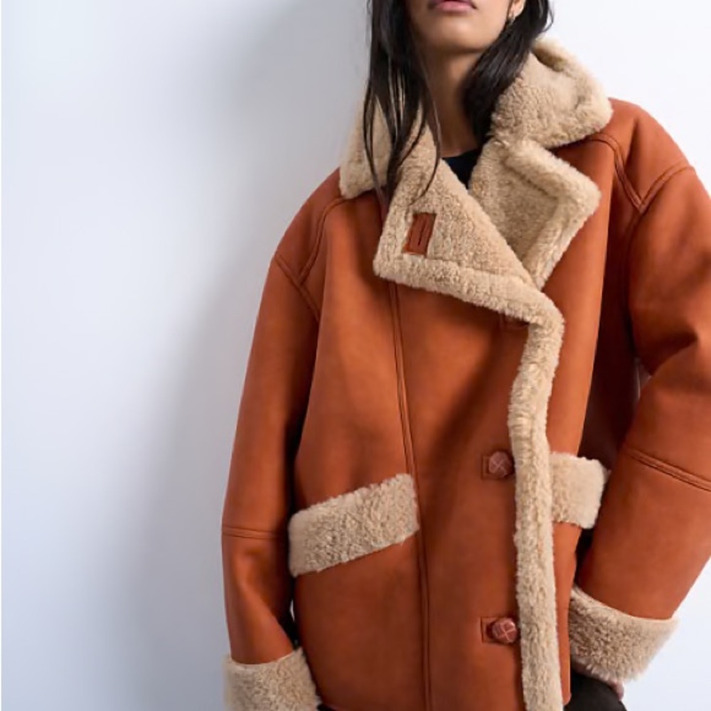 Medium Topshop faux shearling super oversized coat - Picture 6 of 6